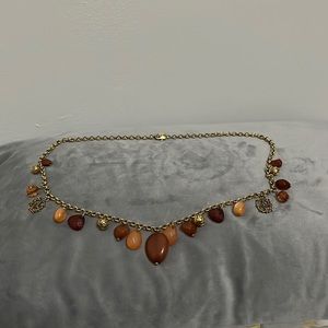chunky beaded earth tone and gold necklace